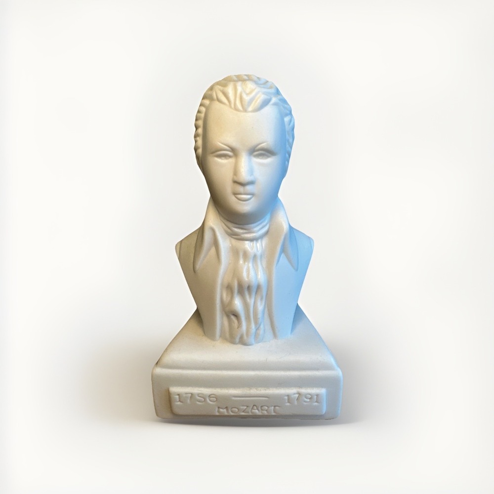 Willis Music Co. Mozart Porcelain Statuette 5" Mini Bust Figurine White‎